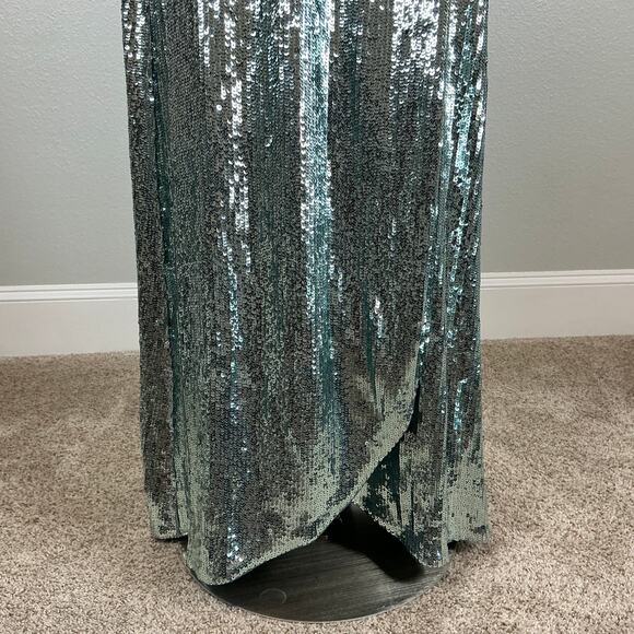 Aidan Mattox Sequined Wrap Evening Gown Size 6 Sleeveless V-Neck Formal Dress - Picture 9 of 14